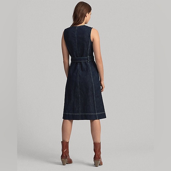 Polo Ralph Lauren Denim Fit and Flare Dress in Dark Indigo Women’s Size 12 - Picture 5 of 15